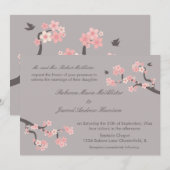 ピンク桜か灰色の景色の招待 招待状 (正面/裏面)
