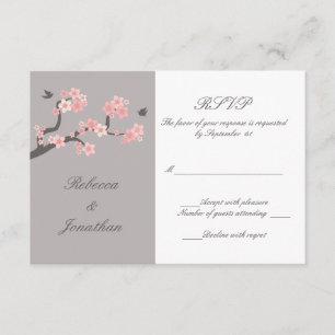ピンク桜か灰色RSVP 出欠カード