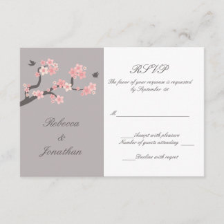 ピンク桜か灰色RSVP 出欠カード