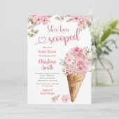 ピンク桜さくらんぼブロッサムアイスクリームブライダルシャワー 招待状 (スタンド正面)