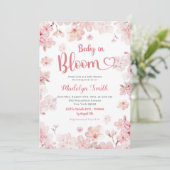 ピンク桜さくらんぼブロッサムベビーイン開花 招待状 (スタンド正面)