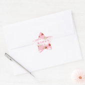 ピンク桜とウサギ"ありがとう"スターステッカー 星シール (封筒)