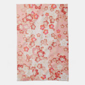 ピンク桜の花のパタ日本のーン キッチンタオル (縦)