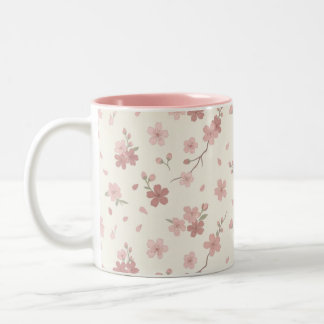 ピンク桜の花二色マグカップ ツートーンマグカップ
