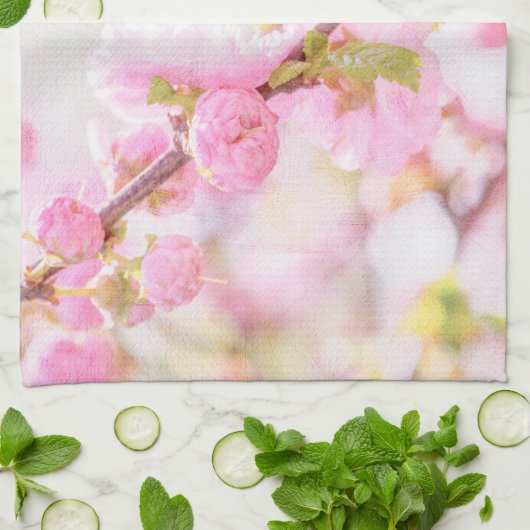 ピンク桜の花 – 日本のさくらんぼの花 キッチンタオル (折り畳み)