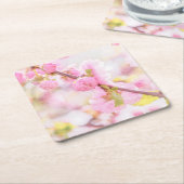 ピンク桜の花 – 日本のさくらんぼの花 スクエアペーパーコースター (アングル)