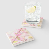 ピンク桜の花 – 日本のさくらんぼの花 ストーンコースター (横)