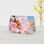 ピンク桜の花。春生活の勝利 カード (黄色い花)