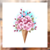 ピンク桜アイスクリームワッフルコーン ウィンドウサイン (シート2)