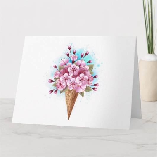 ピンク桜アイスクリームワッフルコーン カード (正面)