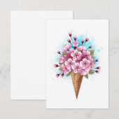 ピンク桜アイスクリームワッフルコーン サンキューカード (正面/裏面)