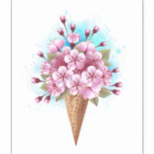 ピンク桜アイスクリームワッフルコーン シール (正面)