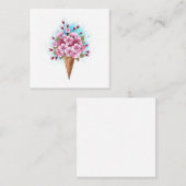 ピンク桜アイスクリームワッフルコーン スクエア名刺 (正面/裏面)