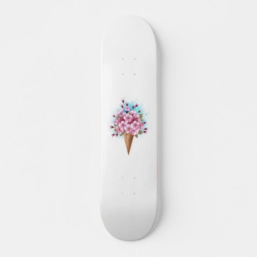 ピンク桜アイスクリームワッフルコーン スケートボード (正面)