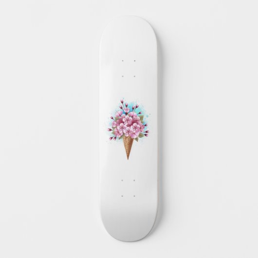 ピンク桜アイスクリームワッフルコーン スケートボード (正面)