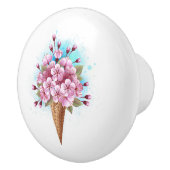 ピンク桜アイスクリームワッフルコーン セラミックノブ (右)
