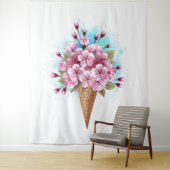 ピンク桜アイスクリームワッフルコーン タペストリー (インサイチュ)