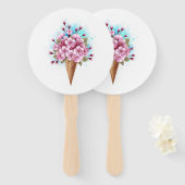 ピンク桜アイスクリームワッフルコーン ハンドファン (正面&裏面)