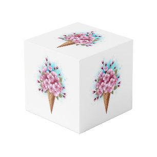 ピンク桜アイスクリームワッフルコーン フォトキューブ