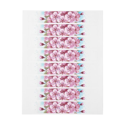 ピンク桜アイスクリームワッフルコーン ラップアラウンド宛名ラベル (シート)