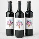 ピンク桜アイスクリームワッフルコーン ワインラベル (ボトル)