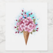 ピンク桜アイスクリームワッフルコーン ワインラベル (シングルラベル)