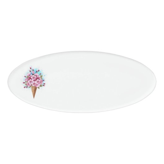 ピンク桜アイスクリームワッフルコーン 名札 (正面)