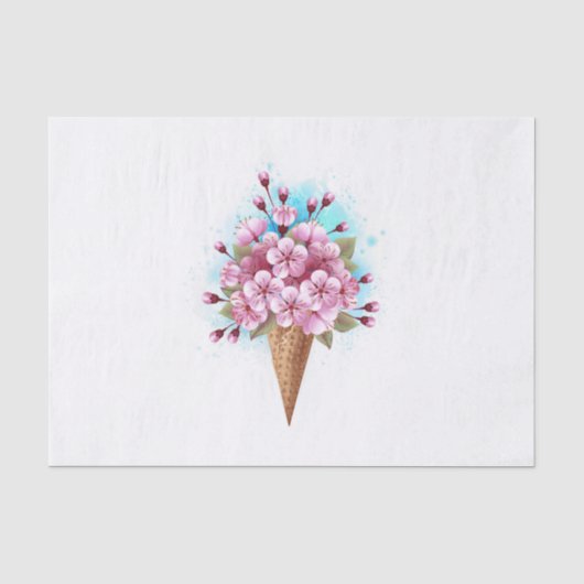 ピンク桜アイスクリームワッフルコーン 薄葉紙 (正面)