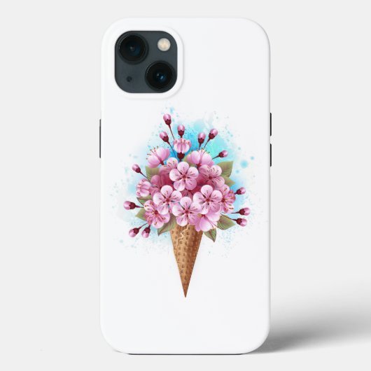 ピンク桜アイスクリームワッフルコーン Case-Mate iPhoneケース (裏面)