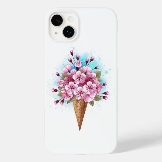 ピンク桜アイスクリームワッフルコーン Case-Mate iPhoneケース (裏面)