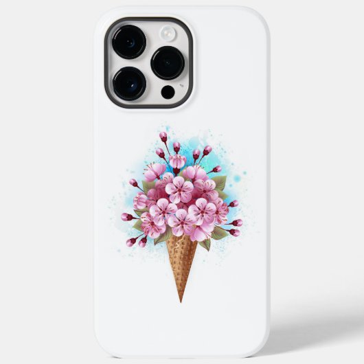 ピンク桜アイスクリームワッフルコーン Case-Mate iPhoneケース (裏面)