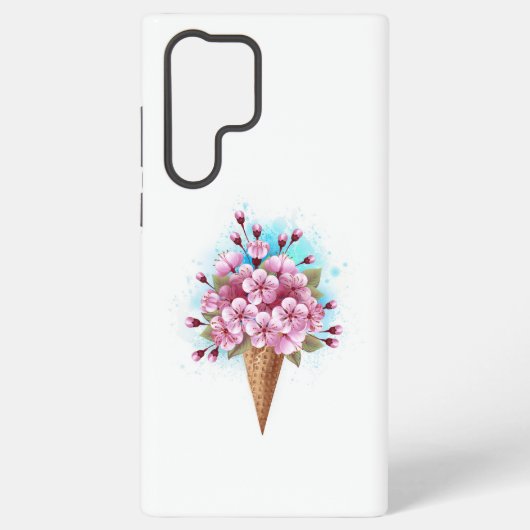 ピンク桜アイスクリームワッフルコーン SAMSUNG GALAXYケース (裏面)