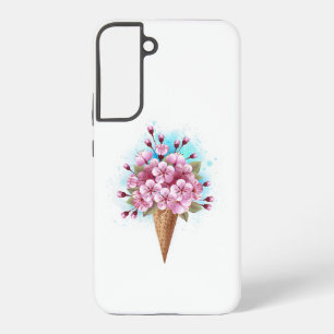 ピンク桜アイスクリームワッフルコーン SAMSUNG GALAXY S22+ケース
