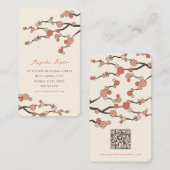 ピンク桜オリエンタル禅中国のさくらんぼの花 名刺 (正面/裏面)