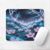 ピンク桜コズミックネオンビベス マウスパッド (マウス)