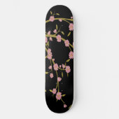 ピンク桜ゴールドブラック和風スクリーン スケートボード (正面)