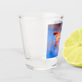 ピンク桜フラワーブルースカイ ショットグラス (左)