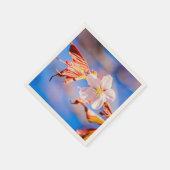 ピンク桜フラワーブルースカイ スタンダードカクテルナプキン (角)