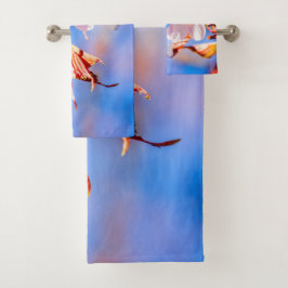 ピンク桜フラワーブルースカイ バスタオルセット