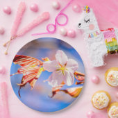 ピンク桜フラワーブルースカイ ペーパープレート (パーティー)