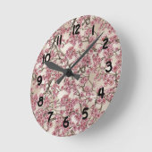 ピンク桜日本のさくらんぼの花 ラウンド壁時計 (傾斜)