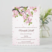 ピンク桜日本のさくらんぼフラムスブライダルシャワー 招待状 (スタンド正面)