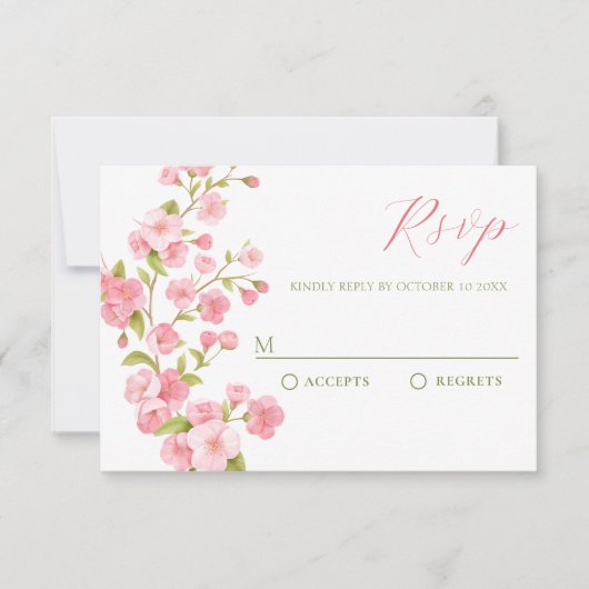 ピンク桜花花開花 出欠カード (正面)