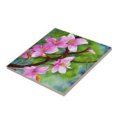 ピンク桜花装飾フローラ陶磁器タイル タイル (側面)