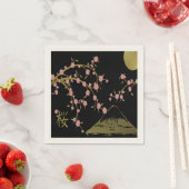 ピンク桜金ゴールドブラック日本のモチーフ紙ナプキン スタンダードカクテルナプキン (インサイチュ)