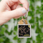 ピンク桜金ゴールド黒日本の画面 キーホルダー (手)