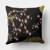 ピンク桜金ゴールド黒日本の画面 クッション (裏面)