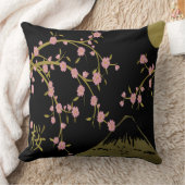 ピンク桜金ゴールド黒日本の画面 クッション (ブランケット)