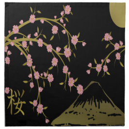 ピンク桜金ゴールド黒日本の画面 ナプキンクロス