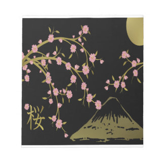 ピンク桜金ゴールド黒日本の画面 ノートパッド